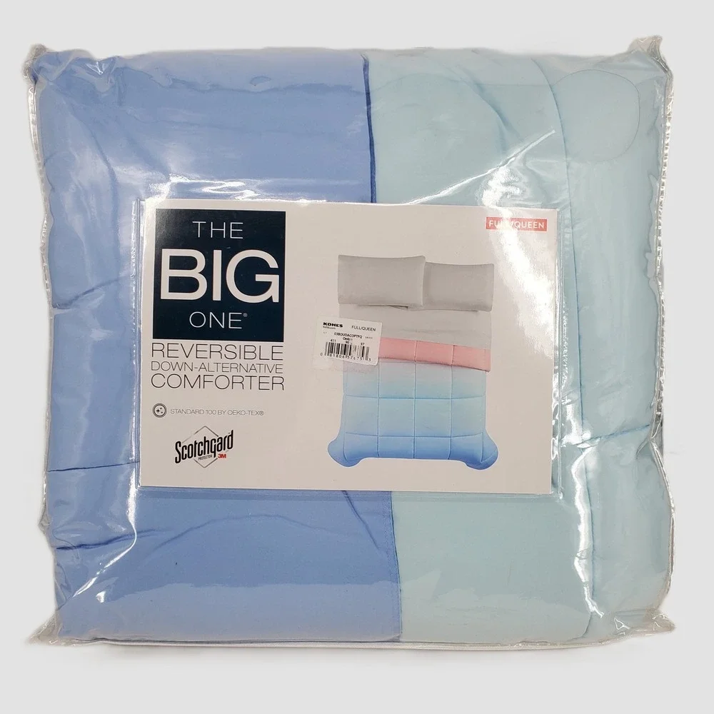 The Big One Reversible Down Alternative Comforter Full Queen Blue Ombre Pink New